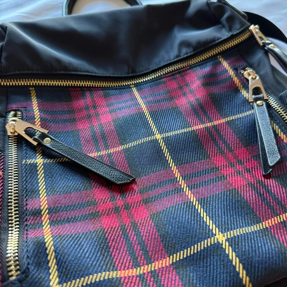 goth black red and green plaid mini backpack - Picture 2 of 8